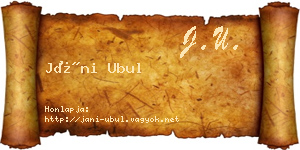Jáni Ubul névjegykártya